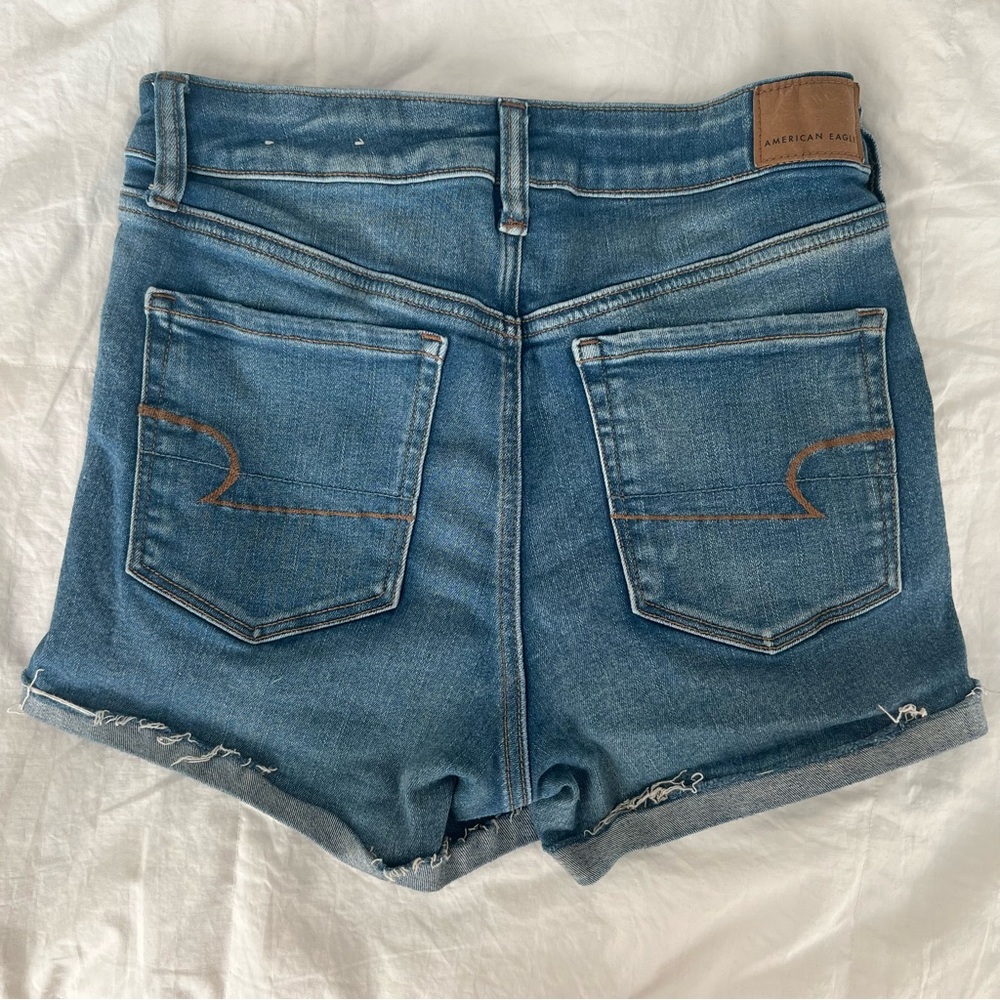 American Eagle High Rise Distressed Shortie Shorts - Picture 2 of 4